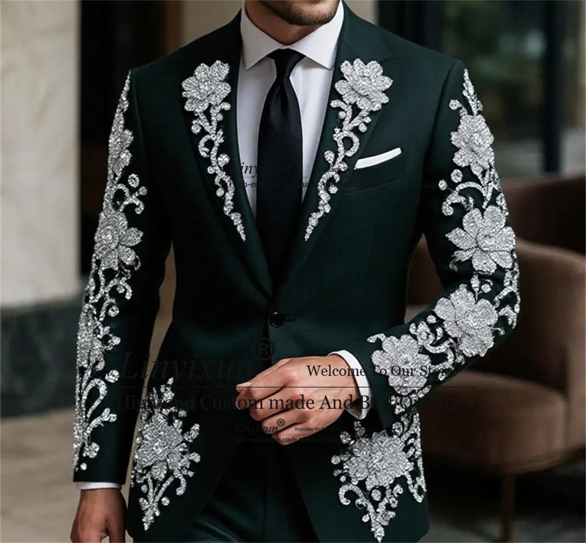 Mens Fashion Trajes - Setelan Pria Kristal Fashion Floar Untuk