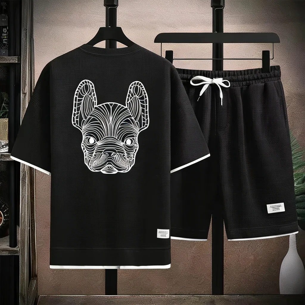 Mens Fashion Streetwear - Setelan Kaos Lengan Pendek dan Celana