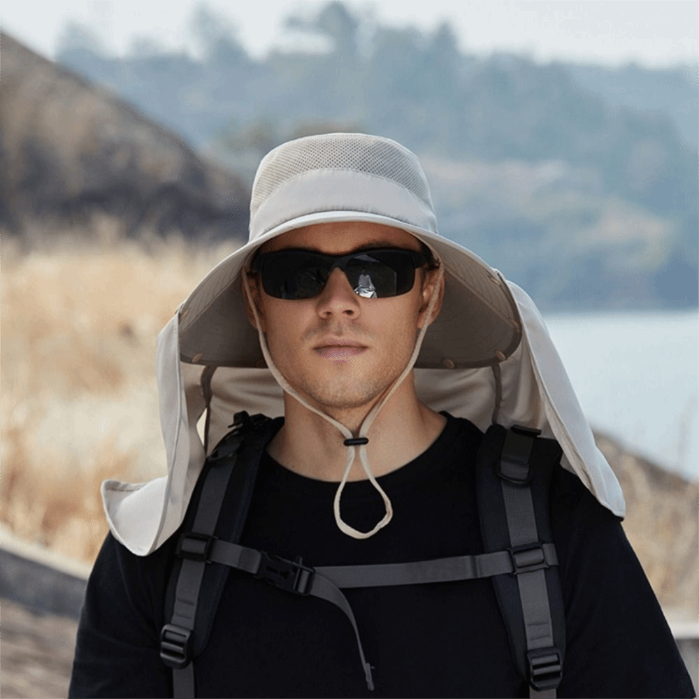 Men'S Fashion With Hat - Topi Matahari Pria Bahan Kain Modis,