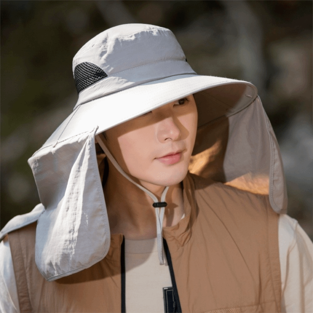 Men'S Fashion With Hat - Topi Matahari Pria Bahan Kain Modis,