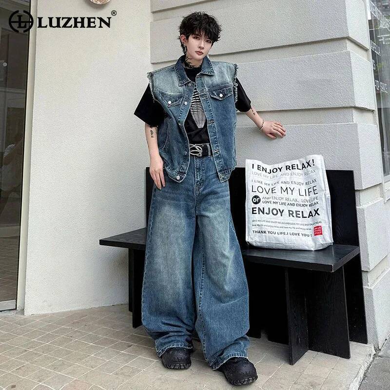 Mens Fashion Streetwear - LUZHEN 2026 Set Dua Potong Denim