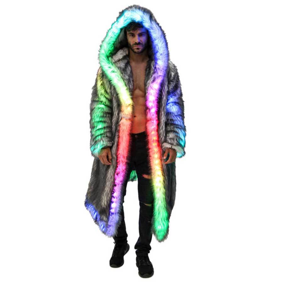 Men'S Fashion Light Jacket - Mantel Bulu Palsu Pakaian Luar Berkerudung