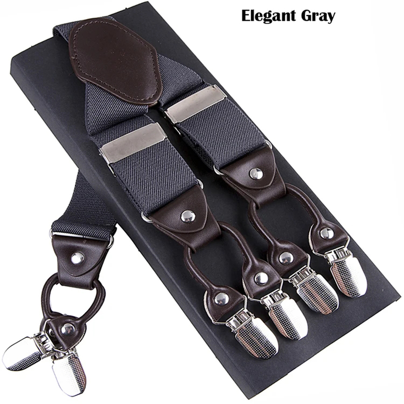 Suspenders Clip Men - Suspender Kulit Fashion Kasual Pria Kualitas