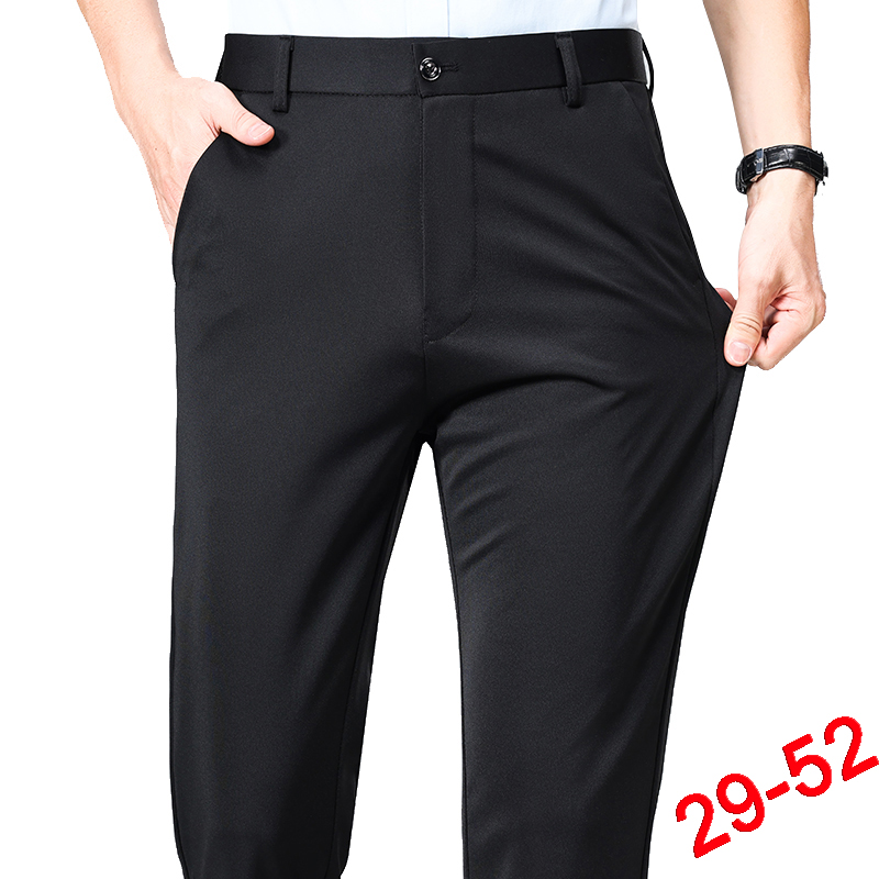 Formal Trouser Stretch - Celana panjang Ukuran Plus pria, setelan