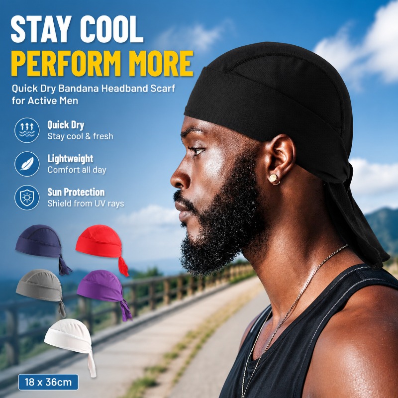 Men'S Fashion With Hat - Syal Bandana Poliester Cepat Kering untuk