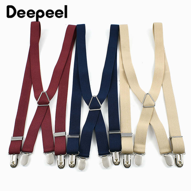 Suspenders Clip Men - Deepeel 2.5*100Cm Suspender Pria 4 Klip