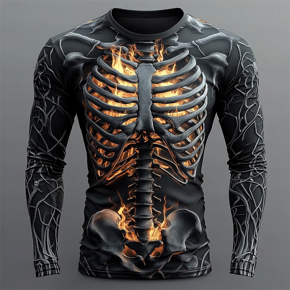 Mens Fashion Streetwear - Kaos Pria Motif Tengkorak Api 3D