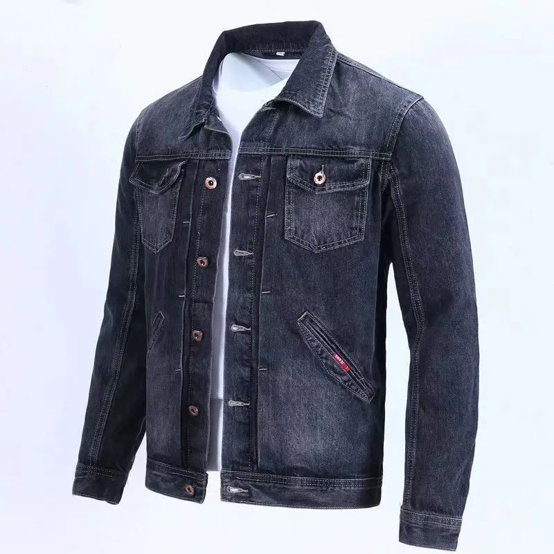 Men'S Fashion Light Jacket - GELITAYIN Mantel Jeans Pria Kancing Bahu