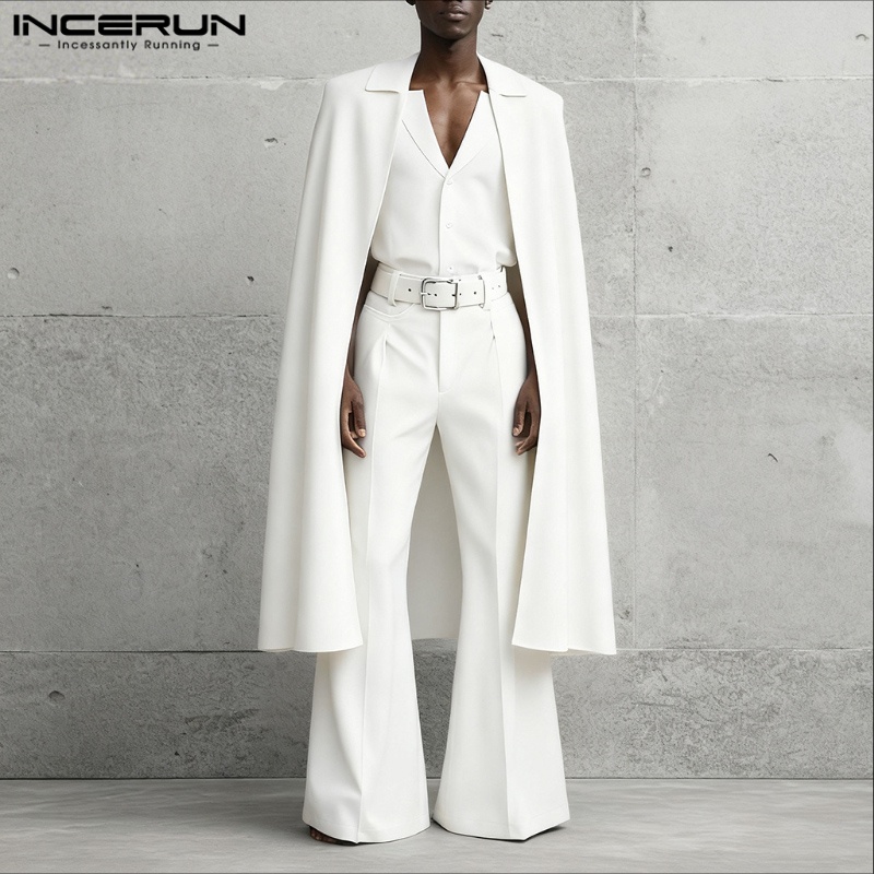 INCERUN Setelan Pria Warna Sol - Mens Fashion Streetwear ulasan dan harga
