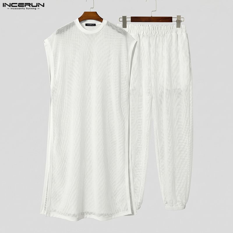INCERUN Set Pria Bahan Mesh Tr - Mens Fashion Streetwear ulasan dan harga