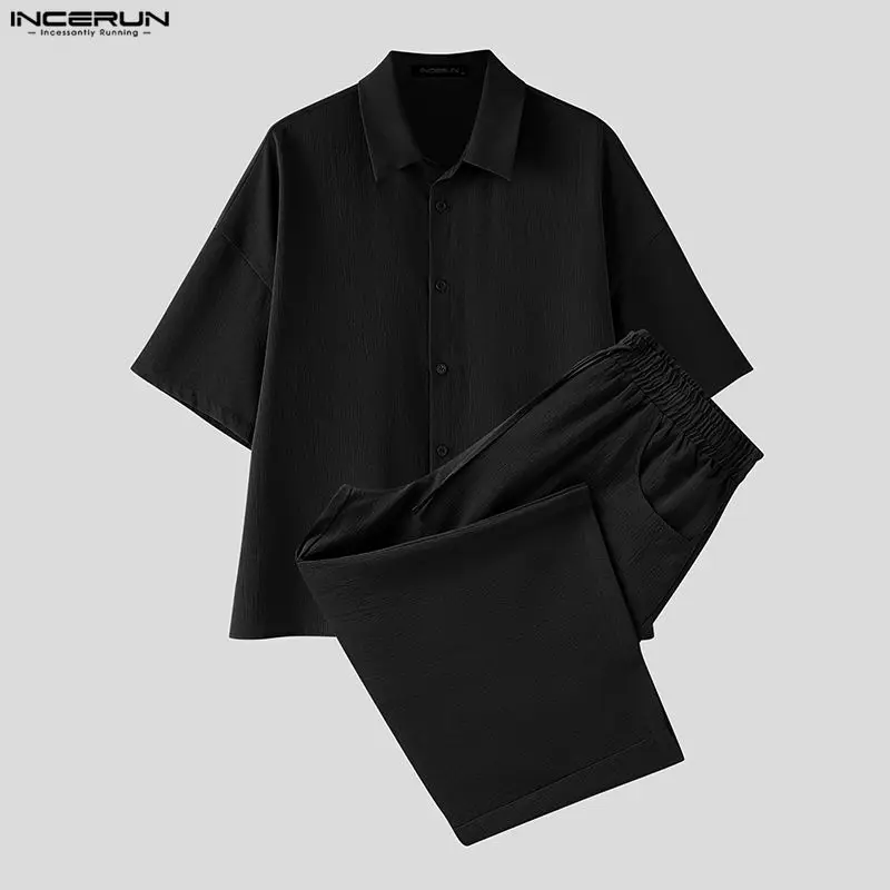 INCERUN Set Pria Celana Kemeja - Mens Fashion Streetwear ulasan dan harga