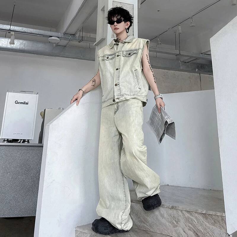 LUZHEN 2026 Set Dua Potong Den - Mens Fashion Streetwear ulasan dan harga