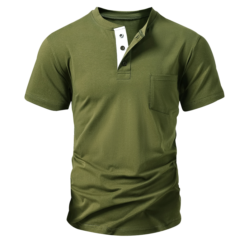Kaus Henley Kaus Lengan Pendek - Mens Fashion Streetwear ulasan dan harga
