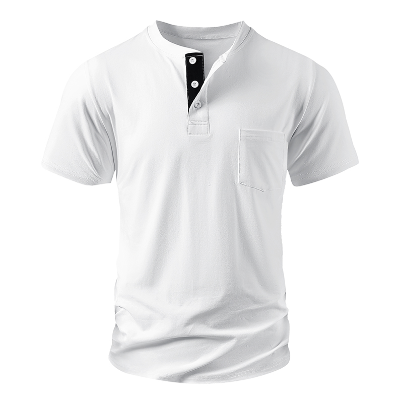 Kaus Henley Kaus Lengan Pendek - Mens Fashion Streetwear ulasan dan harga