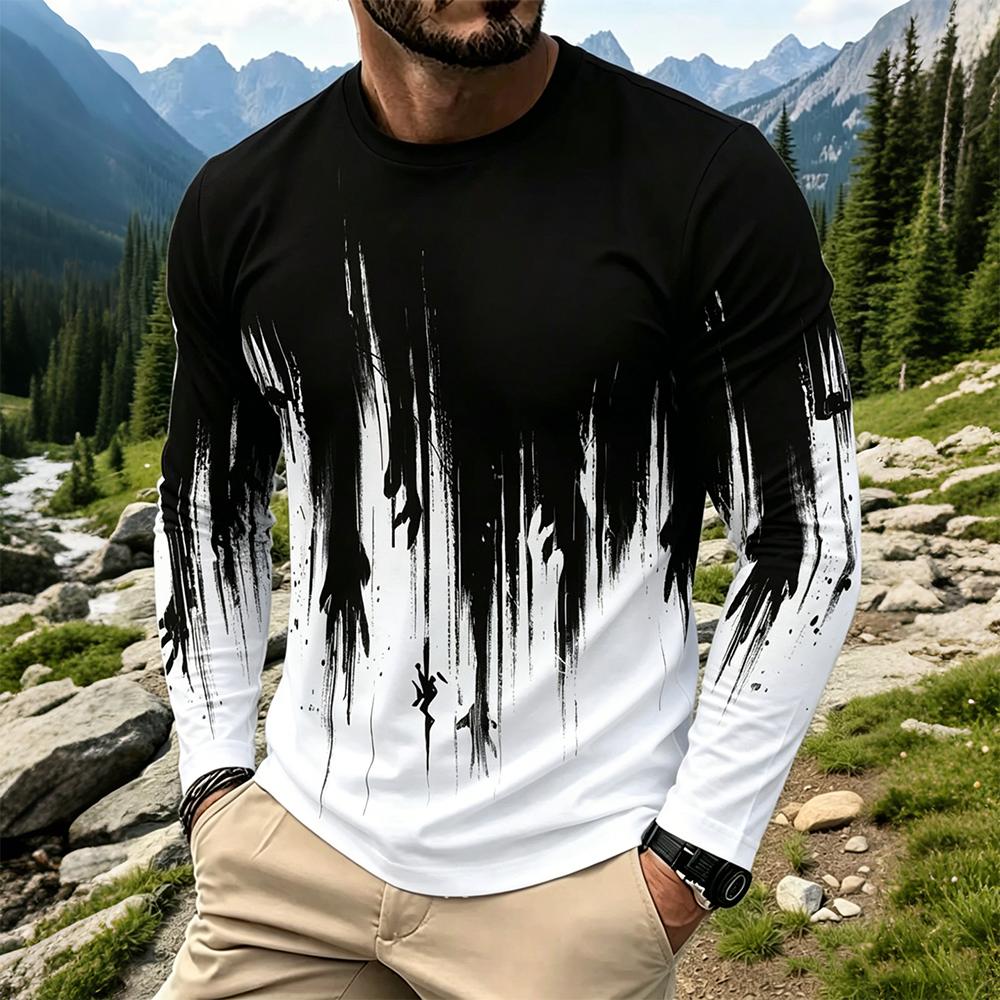 Kaos Lengan Panjang Pria Motif - Mens Fashion Streetwear ulasan dan harga