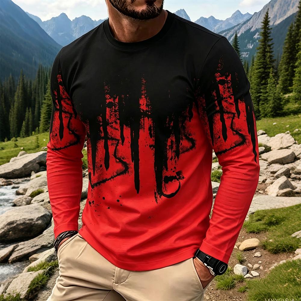 Kaos Lengan Panjang Pria Motif - Mens Fashion Streetwear ulasan dan harga